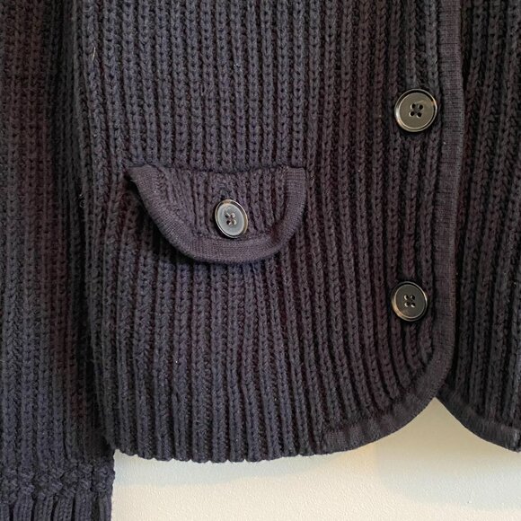 GAP Navy Marine Blue Cotton Chunky Knit Sweater Cardigan Jacket Ribbed Military - Picture 4 of 9